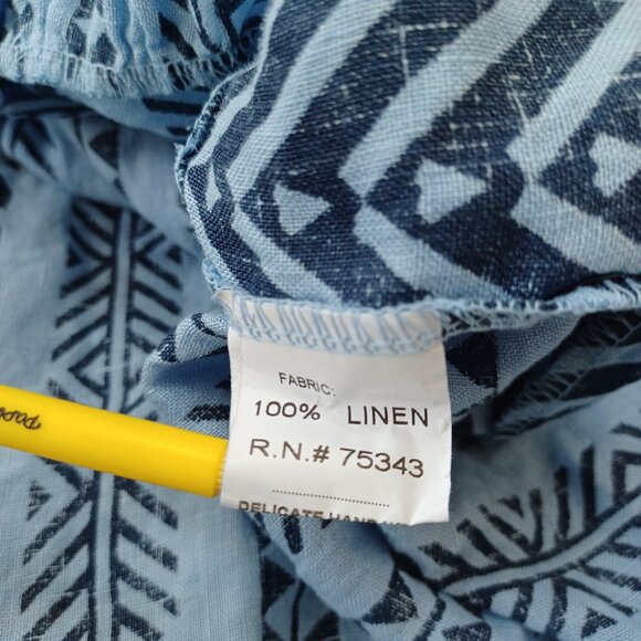 Bella Umbra Dress 100% Linen Sleeveless V Neck Blue Womens size Medium - Picture 10 of 13